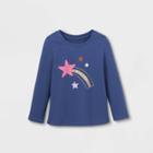 Toddler Girls' Sparkle Star Long Sleeve Graphic T-shirt - Cat & Jack Navy