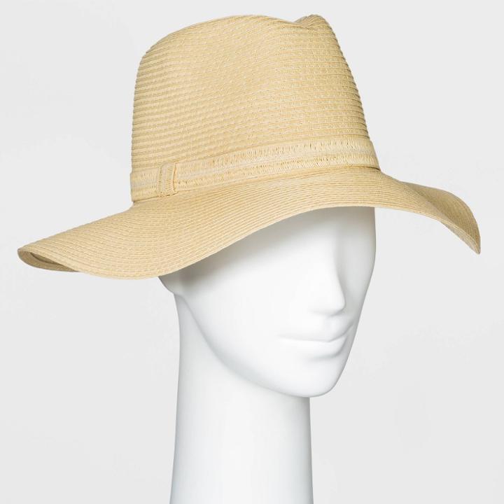 Women's Packable Essential Straw Fedora Hat - A New Day One Size Natural, Brown