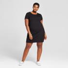 Women's Plus Size T-shirt Dress - Ava & Viv Black X