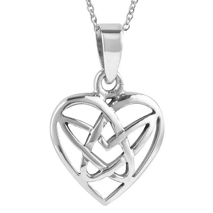 Journee Collection Celtic Knot Heart Necklace In Sterling Silver -