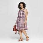 Women's Plus Size Plaid Sleeveless Square Neck Dress - Universal Thread Blue