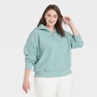 Women's Plus Size Sherpa Quarter Zip Sweatshirt - A New Day