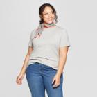 Women's Plus Size Short Sleeve Crew Neck T-shirt - Ava & Viv Light Gray Heather