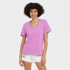 Women's Short Sleeve Relaxed Fit V-neck T-shirt - Universal Thread Violet