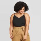 Women's Plus Size V-neck Essential Woven Cami - A New Day Black 1x, Women's,