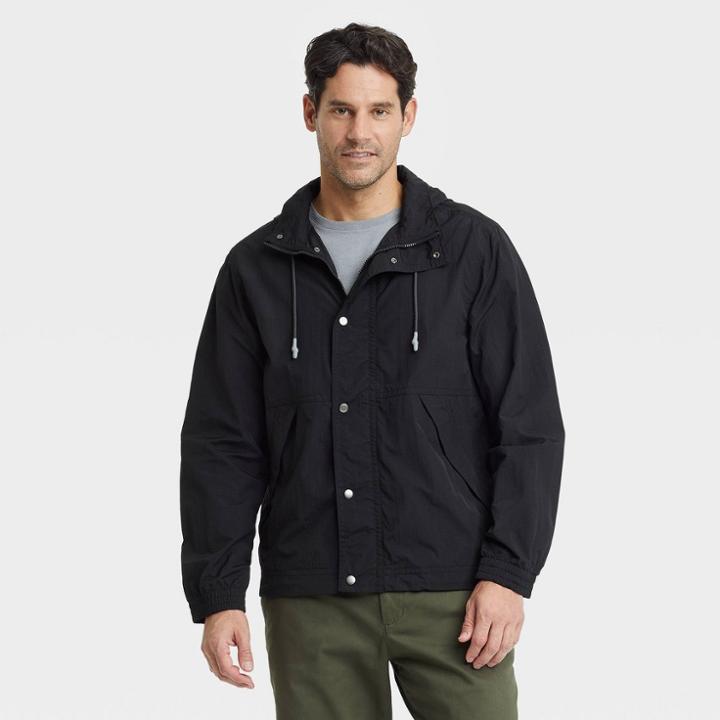 Men's Tall Ripstop Rain Jacket - Goodfellow & Co Black