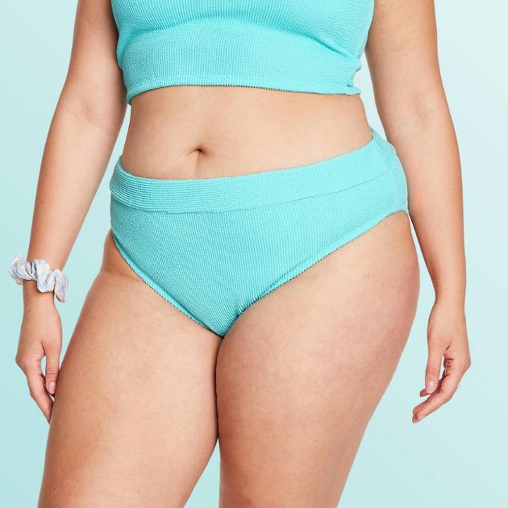 Women's Plus Size High-waist Puckered Bikini Bottom - Stoney Clover Lane X Target Blue