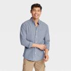 Men's Every Wear Long Sleeve Button-down Shirt - Goodfellow & Co Navy Gingham S, Blue Gingham