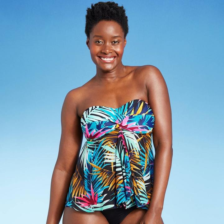 Kona Sol Women's Twist Bandeau Flyaway Tankini Top - Kona