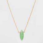 No Brand Petiteshort Necklace With Stone - Green, Women's