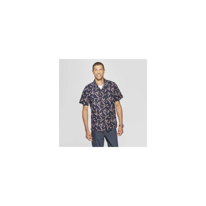 Men's Short Sleeve Button-down Camp Shirt - Goodfellow & Co Federal Blue