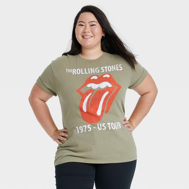 Women's The Rolling Stones Plus Size Logo Short Sleeve Graphic T-shirt - Green