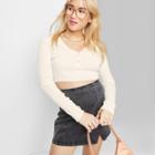 Women's Cropped Button-front Cardigan - Wild Fable Almond