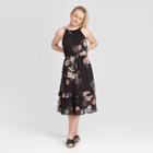 Women's Floral Print Sleeveless Chiffon Dress - Xhilaration Black