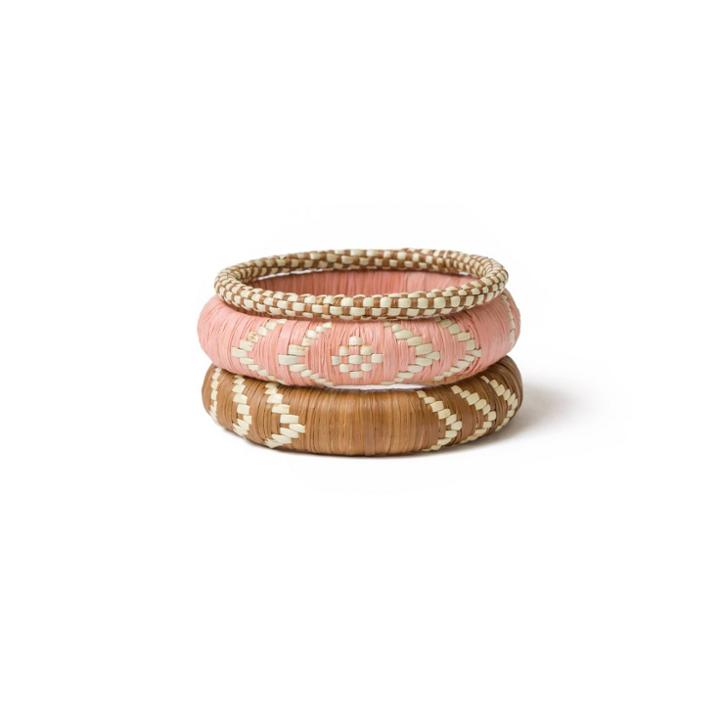 Set Of 3 Cotton Jewelry Bangles Brown/pink - All Across Africa