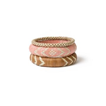 Set Of 3 Cotton Jewelry Bangles Brown/pink - All Across Africa