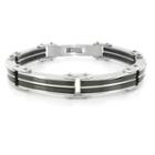 Men's Crucible Stainless Steel Bracelet With Rubber Links - Black, Black/silver