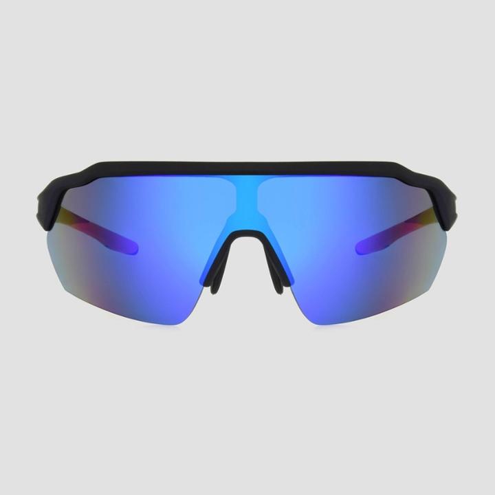 All In Motion Men's Blade Rubberized Sport Sunglasses With Mirrored Lenses - All In