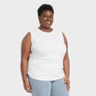 Women's Plus Size Ruched Tank Top - Universal Thread White