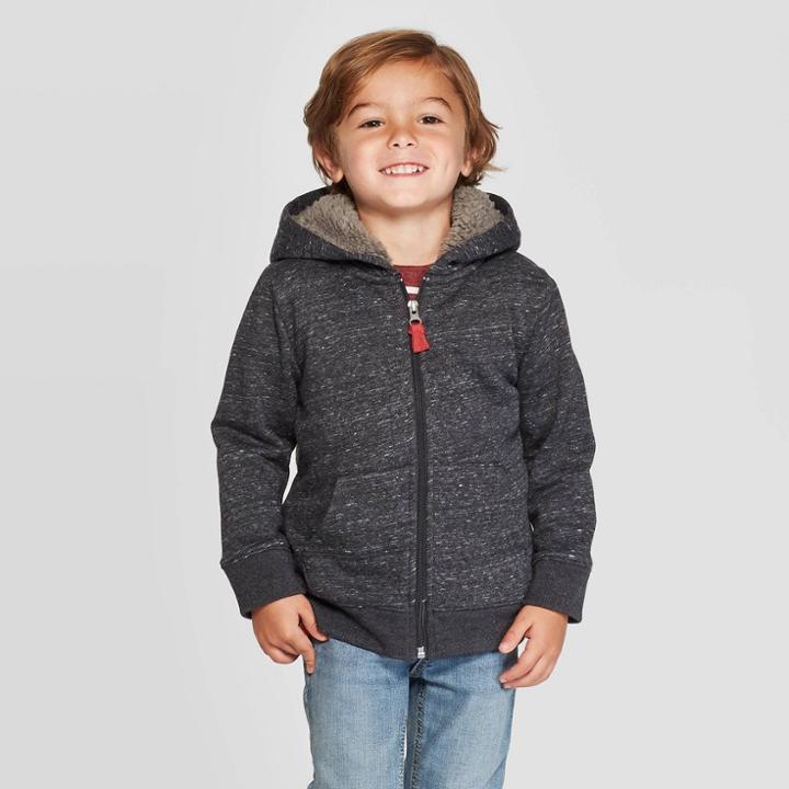 Toddler Boys' Zip-up Hoodie Sweatshirt - Cat & Jack Black