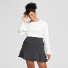 Women's Plus Size Ruffle Bell Sleeve Ribbed Top - Who What Wear White