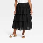 Women's Plus Size Tiered Midi Skirt - Universal Thread Black