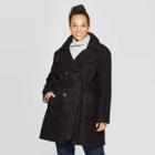 Women's Plus Size Pea Coat With Tie Front - Ava & Viv Black X, Women's,