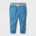 Baby Boys' Chambray Woven Jogger Pull-on Pants - Cat & Jack Blue Newborn