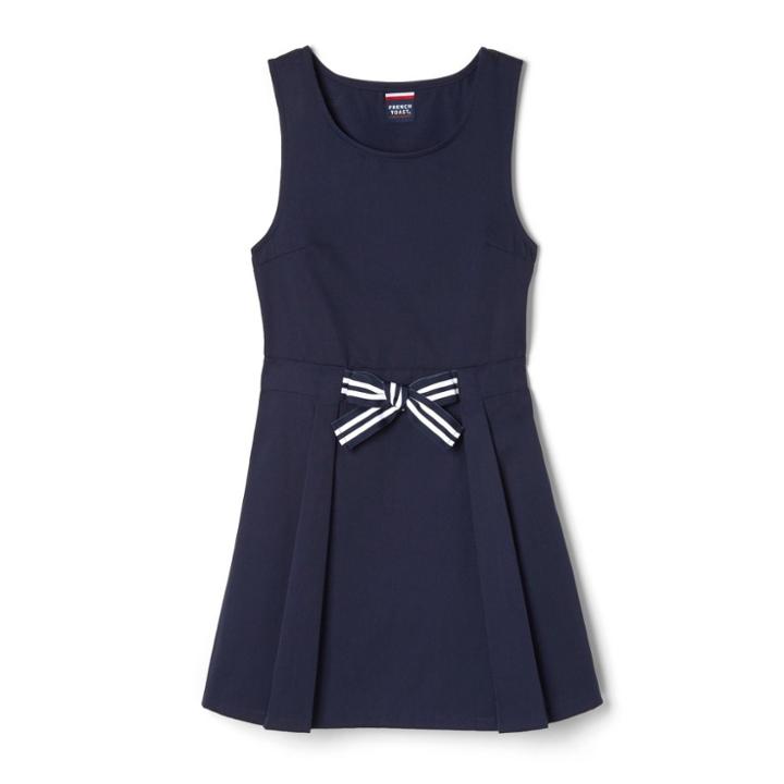 French Toast Girls' Uniform Jumpsuit With Bow - Navy