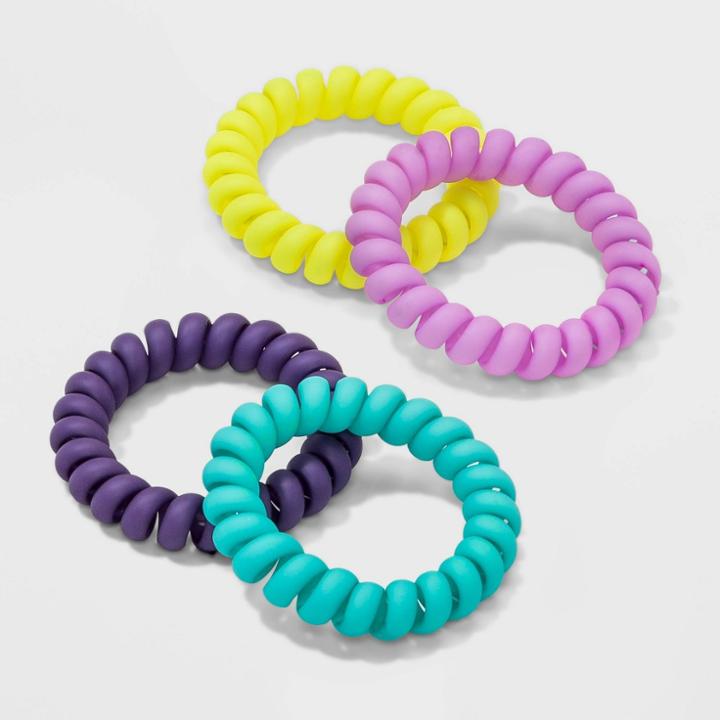Matte Finish Phone Cord Pony Holder Set 4pk - Wild Fable ,