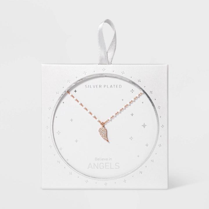 No Brand Wing Clear Beads Necklace - Silver, Women's, Size: