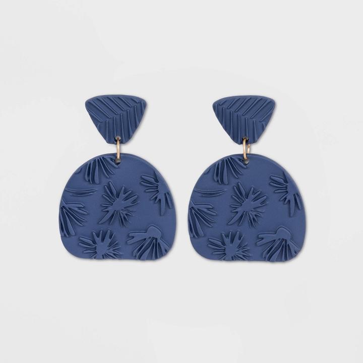 Embossed Texture Sprayed Geometric Drop Earrings - Universal Thread Blue