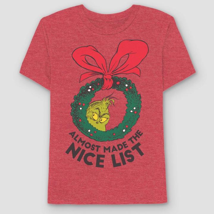 Men's The Grinch Short Sleeve Graphic T-shirt - Heathered Red