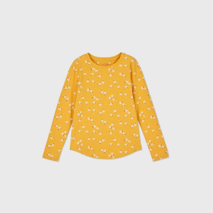 Girls' Long Sleeve Printed T-shirt - Cat & Jack Yellow