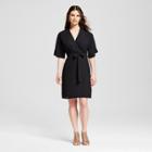 Target Women's Kimono Sleeve Wrap Dress Black Xl - S&p By Standards And Practices