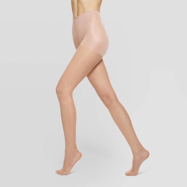 Hue Studio Women's So Sleek Sheer Control Top Tights - Light Almond