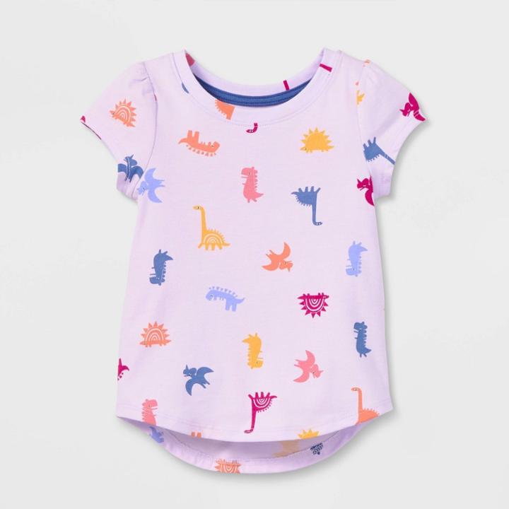 Toddler Girls' Dino Short Sleeve T-shirt - Cat & Jack Purple