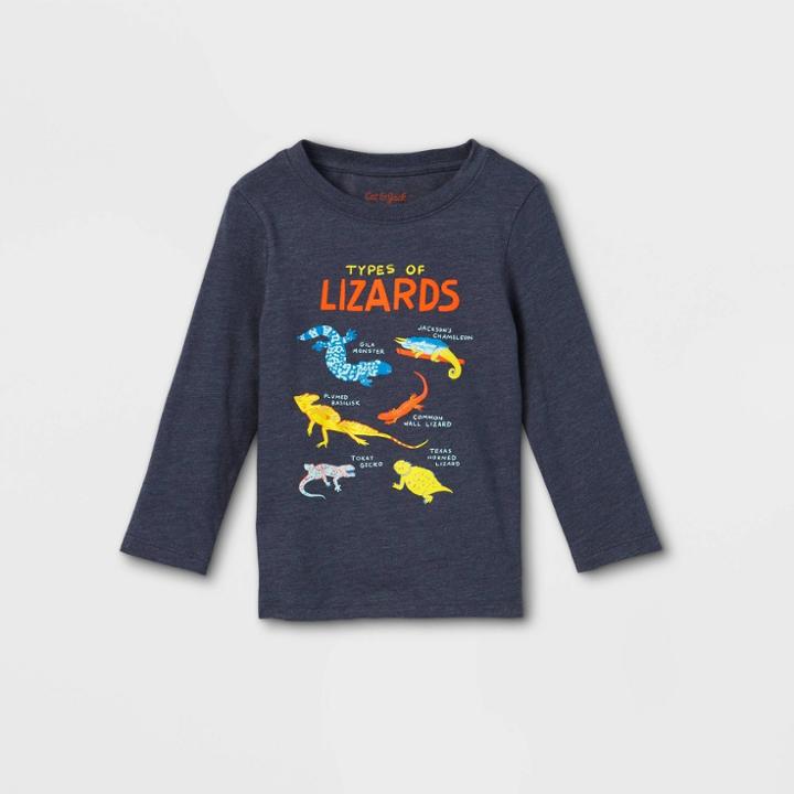 Toddler Boys' Lizards Graphic Long Sleeve T-shirt - Cat & Jack Blue