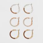 Wire Wrapped Hoops Earring Set 3ct - Universal Thread, Size: Small,