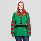 Women's Plus Size Elf Ugly Sweater With Ears - 33 Degrees (juniors') Green