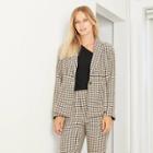 Women's Plaid Cinched And Pleated Blazer - Who What Wear Beige