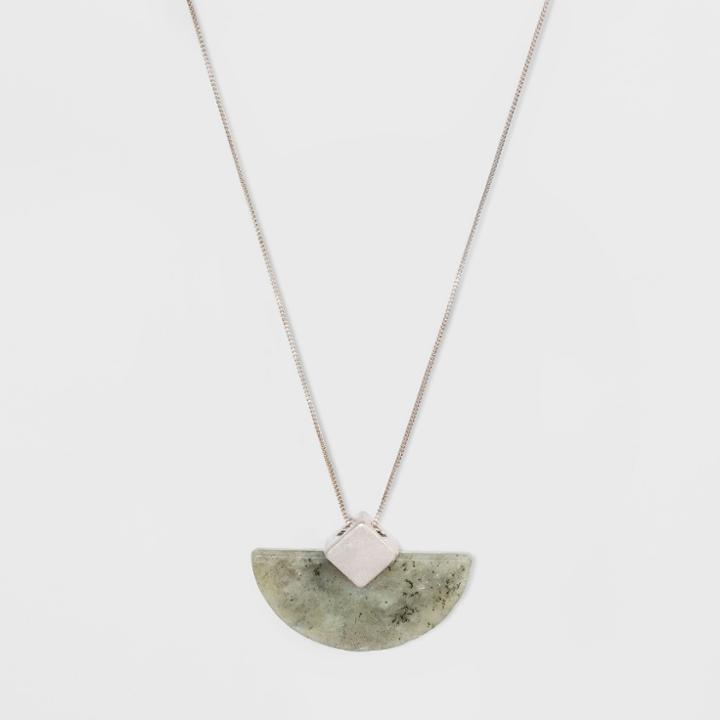 Semi Precious Half Circle Pendant Necklace - Universal Thread Labradorite,