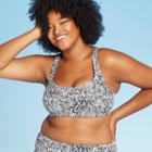 Women's Plus Size Bikini Swim Top - Xhilaration Snake Print 14w, Women's, White Black