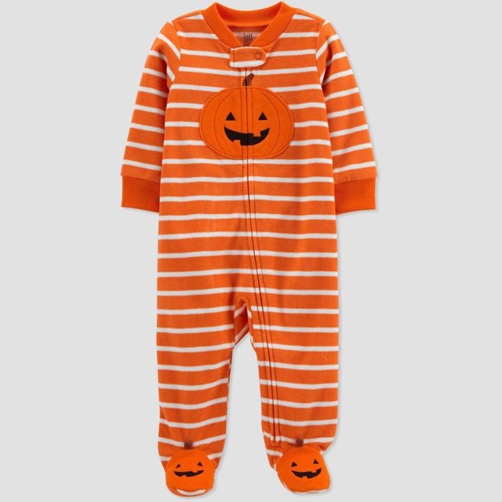 Baby Pumpkin Fleece Footed Pajama - Just One You Made By Carter's Orange Newborn