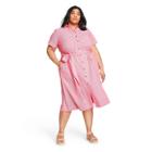 Women's Plus Size Seer Sucker Button-front Shirtdress - Lisa Marie Fernandez For Target Red/white