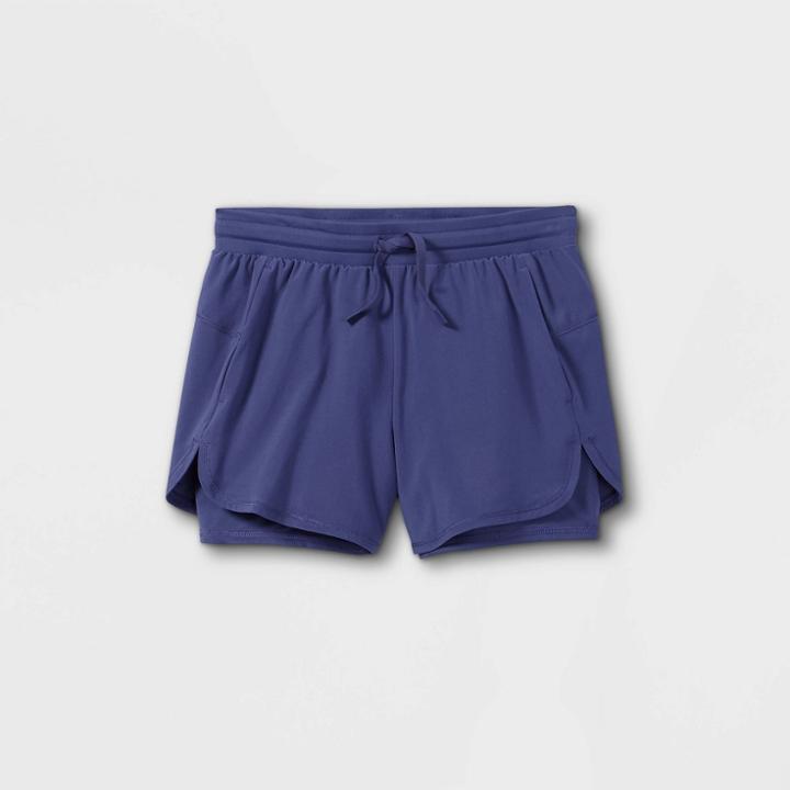 Girls' Double Layered Run Shorts - All In Motion Grape
