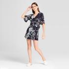 Eclair Women's Floral Print Tie Front Romper - Clair Navy