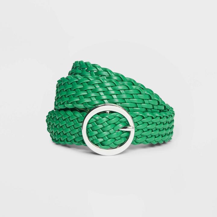 Women's Oval Center Bar Buckle Belt - A New Day Green