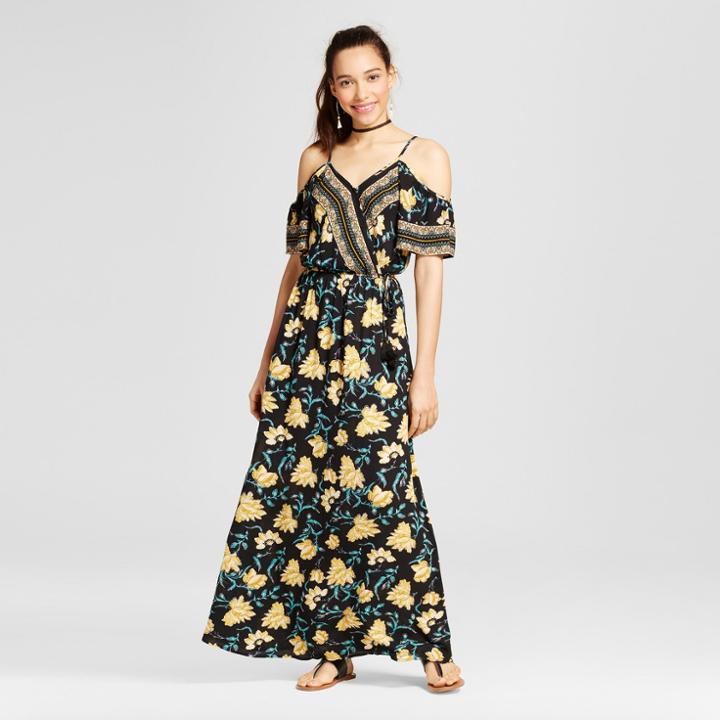 Women's Cold Shoulder V-neck Maxi Dress - Xhilaration (juniors') Black