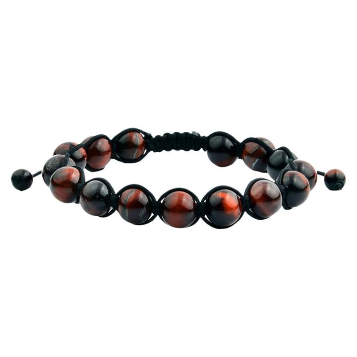 Target Men's Natural Stone Adjustable Beaded Bracelet - Red Tiger Eye -